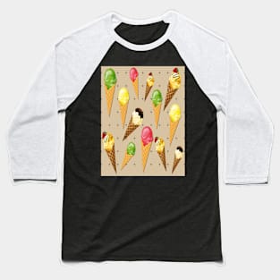 Ice cream cones heart-Beige Baseball T-Shirt